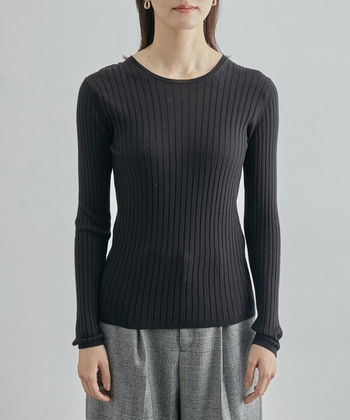 ROPE'(ロペ)の「【限定店舗・J'aDoRe限定】エレガンス キュアフィーロ 天竺クルーネックリブプルオーバー(Tシャツ/カットソー・レディース・ネイビー/オフホワイト・F)」の9枚目の写真