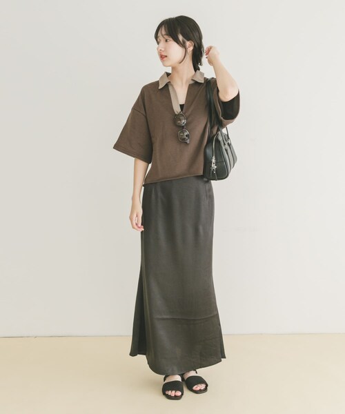ITEMS URBANRESEARCH（アイテムズ アーバンリサーチ）の「ミニ裏毛スキッパーポロ（ポロシャツ・レディース・GRY/BRN・FREE）」の16枚目の写真