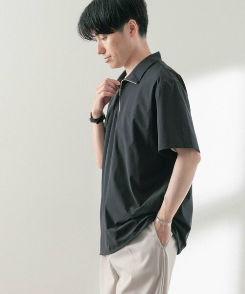 ITEMS URBANRESEARCH（アイテムズ アーバンリサーチ）の「シルキーナイロンハーフZIP多機能トップス（Tシャツ/カットソー・メンズ・CHA/BLK/NVY・M/L）」の16枚目の写真