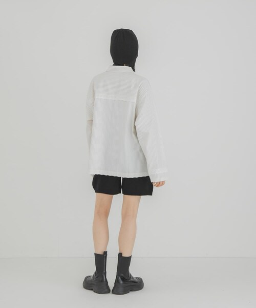 KBF（ケイビーエフ）の「バテンレースストライプシャツ（シャツ/ブラウス・レディース・BROWN/IVORY/BLUE GRAY・One）」の11枚目の写真
