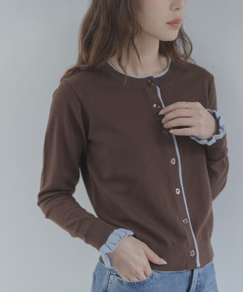 URBAN RESEARCH Sonny Label（アーバンリサーチサニーレーベル）の「配色フリルニットカーディガン（カーディガン/ボレロ・レディース・グレー/ネイビー/ブラウン・Free）」の20枚目の写真