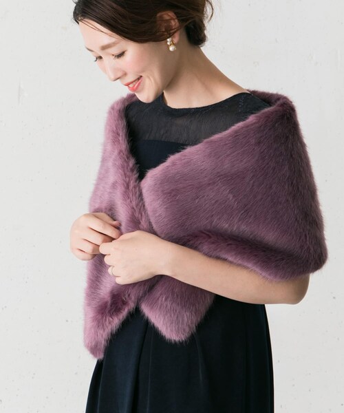 URBAN RESEARCH ROSSO（アーバンリサーチロッソ）の「troisiemechaco　ECOFUR Shawl∴（ストール/ショール・レディース・PURPLE/IVORY×BE・FREE/Free）」の3枚目の写真