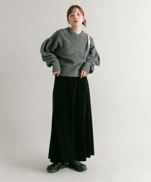 KBF（ケイビーエフ）の「セミフレアベロアスカート（スカート・レディース・D.BROWN/BEIGE/BLACK・one）」の8枚目の写真