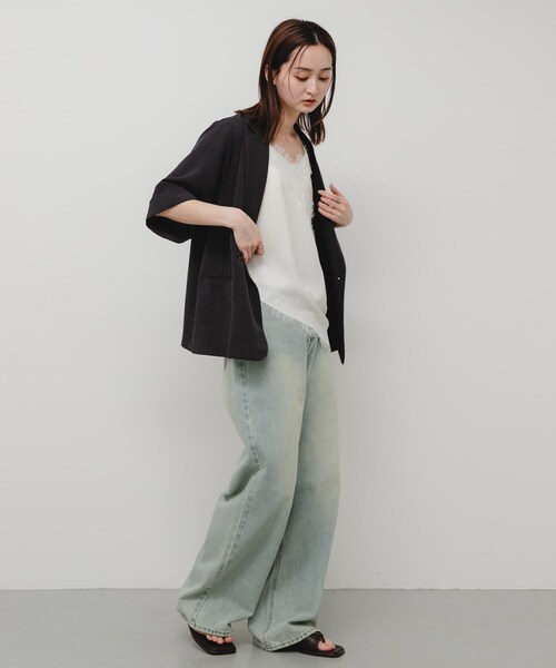 SENSE OF PLACE by URBAN RESEARCH(センスオブプレイスバイアーバンリサーチ)の「アシメヘムレースキャミソール(キャミソール・レディース・OFF WHITE/BLACK/BROWN・One)」の8枚目の写真