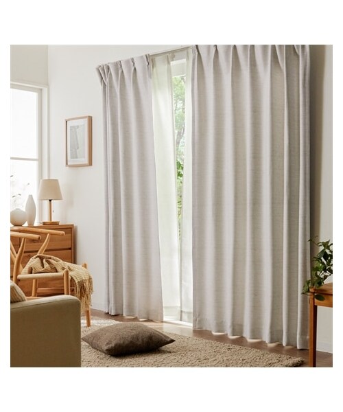 nissen（ニッセン）の「遮光カーテン（遮熱・日本製）｜麻調（送料無料）（家具・メンズ・アイボリー・432=幅100×長さ200cm×2枚）」の2枚目の写真