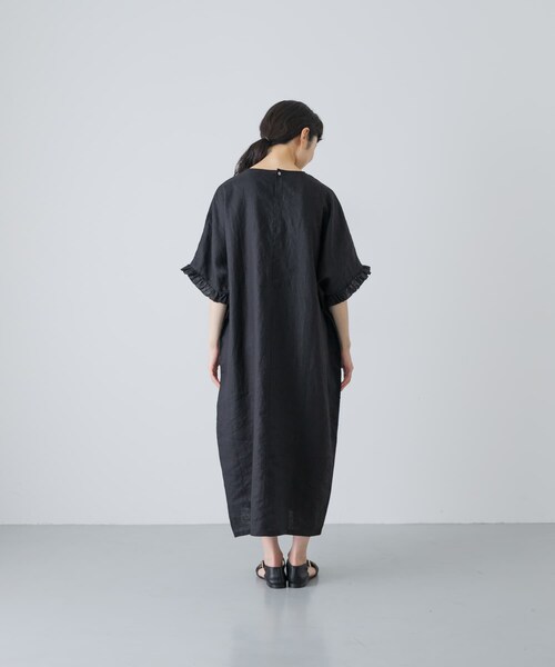 かぐれ（カグレ）の「『2サイズ展開』リネンフリルスリーブワンピース（ワンピース・レディース・BLACK・0/1）」の9枚目の写真