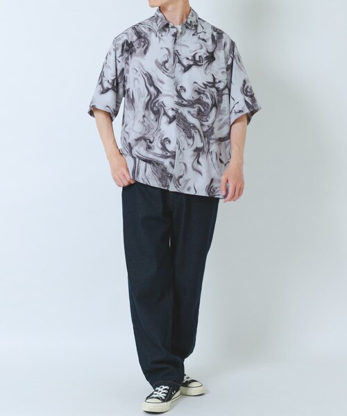 ITEMS URBANRESEARCH(アイテムズ アーバンリサーチ)の「マーブルプリントレギュラーカラーショートスリーブシャツ(シャツ/ブラウス・メンズ・BEIGE/BLACK/WHITE・M/L)」の10枚目の写真