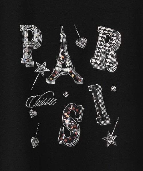 Jayro（ジャイロ）の「PARISキラキラロゴTシャツ（Tシャツ/カットソー・レディース・ブラック系/ホワイト系・F）」の5枚目の写真