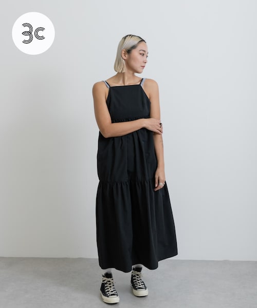 THE GOODLAND MARKET(ザグッドランドマーケット)の「『別注』MIDIUMISOLID×TGM RE-Volume camisole one-piece(ワンピース・レディース・GRAY/GREIGE/BLACK・one)」の1枚目の写真