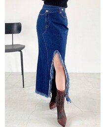 RESEXXY | アシンメトリーフリンジロングスカート(スカート)