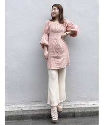 MERCURYDUO | フロント釦楊柳ギャザーミニワンピース(ワンピース)