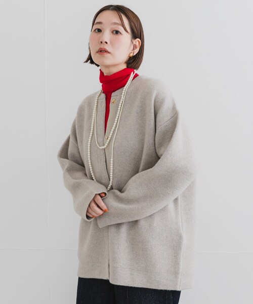 URBAN RESEARCH ROSSO（アーバンリサーチロッソ）の「F by ROSSO　ハミルトン接結ニットコート（テーラードジャケット・レディース・L/GREIGE/GRAY/D/CHERRY・Free）」の22枚目の写真