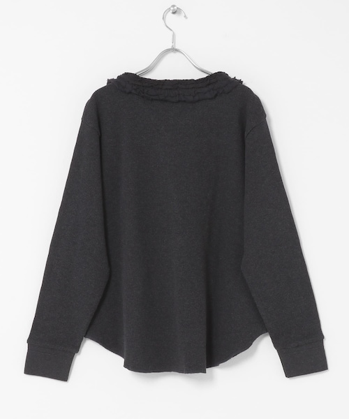 KBF（ケイビーエフ）の「レースフリルワッフルプルオーバー（Tシャツ/カットソー・レディース・CHARCOAL/OATMEAL・One）」の4枚目の写真
