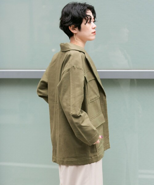 KBF（ケイビーエフ）の「KBF+　ミリタリーテーラードジャケット（ミリタリージャケット・レディース・KHAKI/OFF・one）」の8枚目の写真