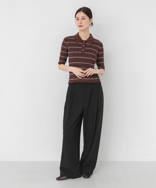 URBAN RESEARCH(アーバンリサーチ)の「ランダムリブポロ衿ニット(ポロシャツ・レディース・IVORY/BROWN/BRN BORDER/BRD BORDER・Free)」の18枚目の写真
