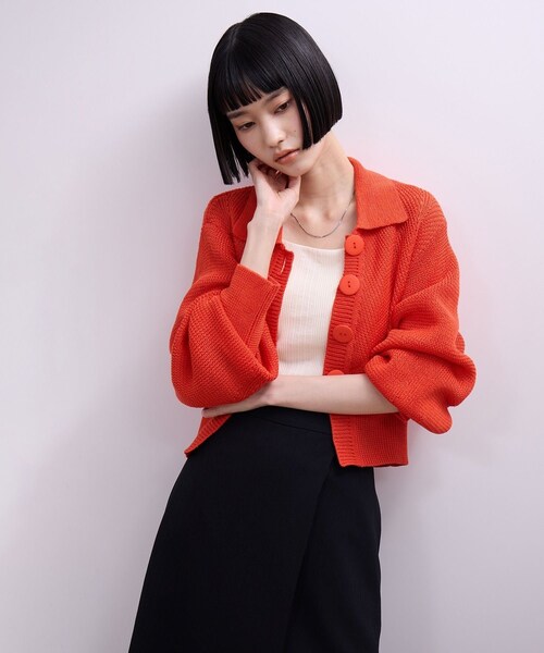 ADAM ET ROPE'(アダムエロペ)の「【WEB限定】ワイドリブヘムポロカーディガン(カーディガン/ボレロ・レディース・ネイビー/レッド系/ピンク・F)」の12枚目の写真