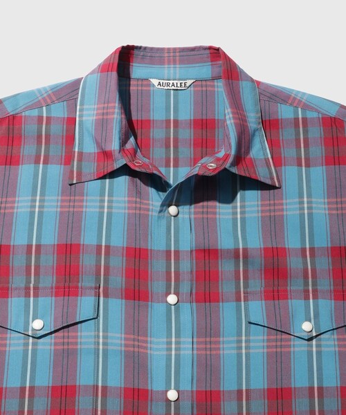 ADAM ET ROPE'(アダムエロペ)の「【AURALEE/オーラリー】HIGH TWIST COTTON SILK CHECK SHIRT(シャツ/ブラウス・メンズ・ブルー系/ピンク・3/4/5)」の9枚目の写真