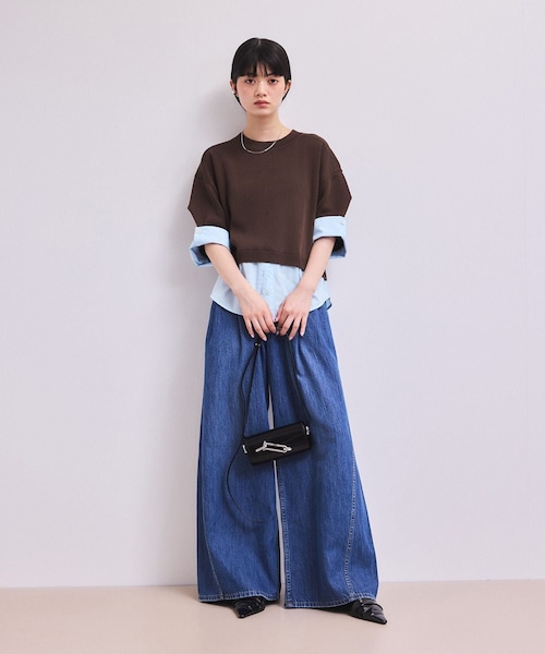 ADAM ET ROPE'(アダムエロペ)の「【WEB限定】シャツコンビニットプルオーバー(ニット/セーター・レディース・ブラック/グレー/ダークブラウン・F)」の5枚目の写真