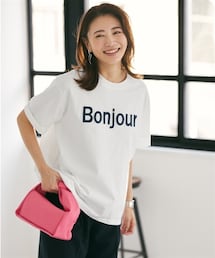 nissen | 大きいサイズ 綿１００％立体ロゴ刺しゅうルーズシルエットこなれTシャツ(Tシャツ/カットソー)