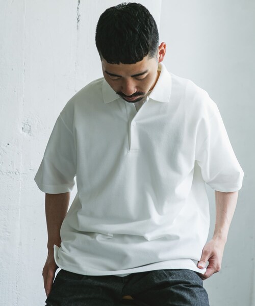 URBAN RESEARCH DOORS（アーバンリサーチドアーズ）の「『XLサイズ/WEB限定』『吸水速乾/接触冷感/イージーケア』クイックドライ 鹿の子 ポロシャツ（ポロシャツ・メンズ・BLUE GRAY/WHITE/BLACK・M/L/XL）」の16枚目の写真