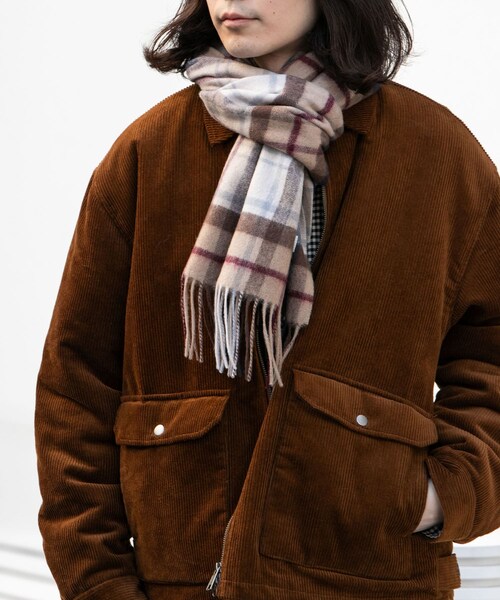 URBAN RESEARCH Sonny Label（アーバンリサーチサニーレーベル）の「ウールカシミヤチェックワイドマフラー（マフラー・メンズ・ベージュ/グレー/カーキ/ネイビー・One）」の15枚目の写真