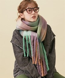 Le temps riche | チェック柄フリンジロングマフラー＜Letempsriche＞(ニット/セーター)