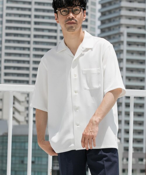 URBAN RESEARCH ROSSO（アーバンリサーチロッソ）の「『WEB限定』『セットアップ対応』パナマ風オープンカラー半袖シャツ（シャツ/ブラウス・メンズ・NAVY/WHITE/ICE GRAY/MOCHA/BLACK・M/L）」の13枚目の写真