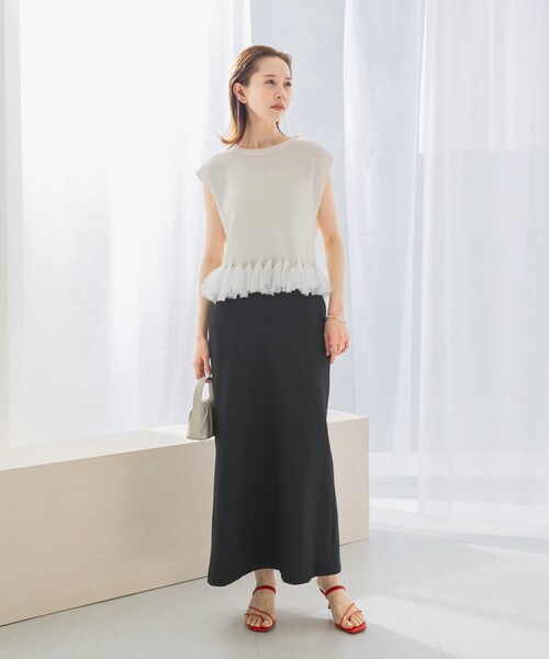 URBAN RESEARCH ROSSO（アーバンリサーチロッソ）の「接触冷感リネン混バイヤススカート（スカート・レディース・CHARCOAL/OFF/LIME・36/38）」の15枚目の写真