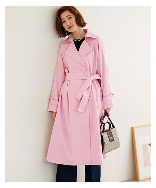 nissen（ニッセン）の「ベルテッドスプリングコート【OtonaSMILE】（トレンチコート・レディース・ライトベージュ/ネイビーグレー/ピンク・M/L/LL/3L/4L/5L）」の18枚目の写真