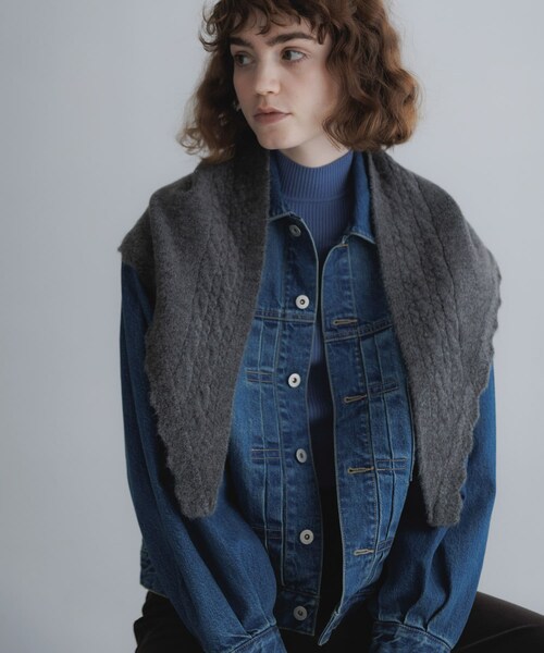 URBAN RESEARCH Sonny Label（アーバンリサーチサニーレーベル）の「スカラトリムニットスカーフ（バンダナ/スカーフ・レディース・オフ/グレー/ブラウン・One）」の11枚目の写真