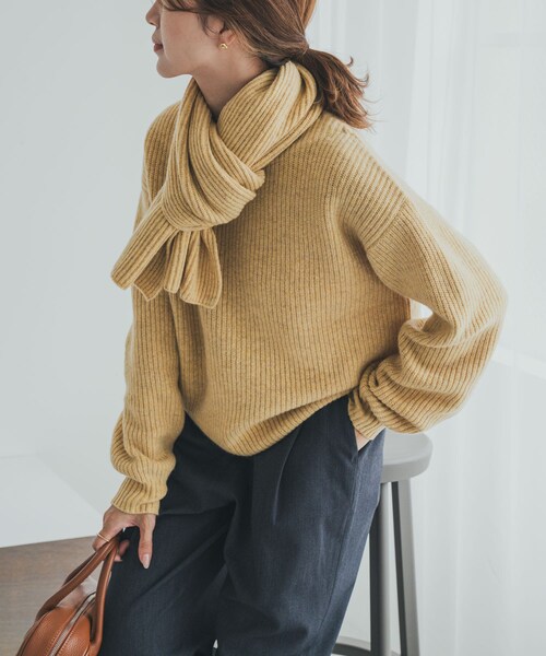 URBAN RESEARCH DOORS（アーバンリサーチドアーズ）の「ハミルトンウール畦ボートネックプルオーバー（ニット/セーター・レディース・MIX GRAY/YELLOW/MIX BROWN・M）」の3枚目の写真