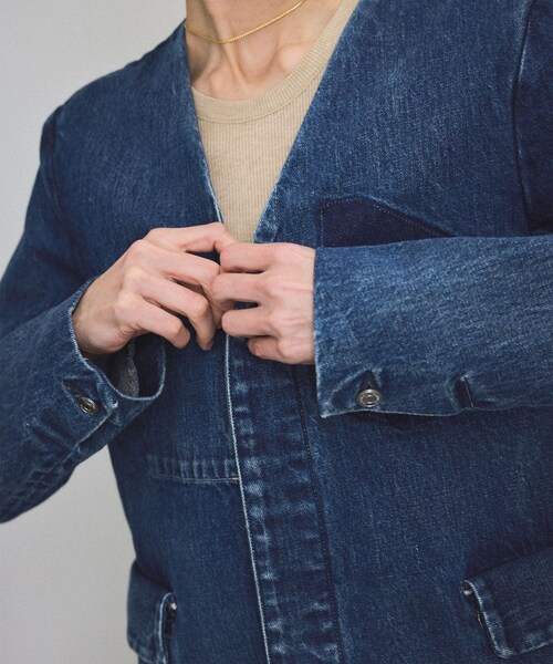 ADAM ET ROPE'（アダムエロペ）の「【TANAKA（タナカ）】NO COLLOR JEAN JACKET/デニムジャケット（デニムジャケット・レディース・ブルー系・S）」の10枚目の写真