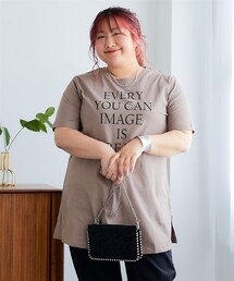 nissen | 大きいサイズ　肌触りが気持ち良い綿１００％ＡラインプリントチュニックＴシャツ（接触冷感・UVカット）(チュニック)