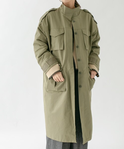 KBF(ケイビーエフ)の「ドロストミリタリーコート(ミリタリージャケット・レディース・BEIGE/KHAKI/ORANGE・one)」の18枚目の写真