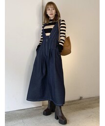 dazzlin | Vネックフレアステッチジャンスカ(ジャンパースカート)