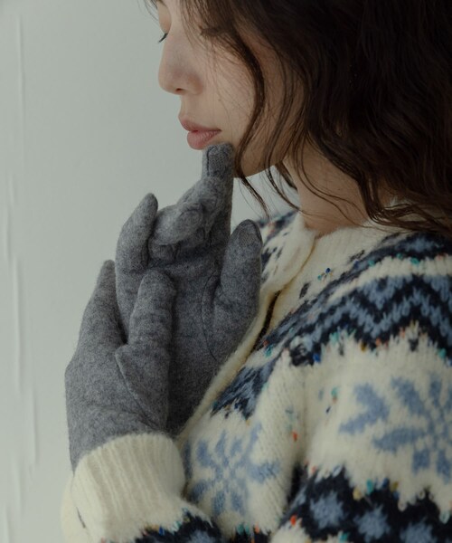 URBAN RESEARCH Sonny Label（アーバンリサーチサニーレーベル）の「ウールミックスニットグローブ（ベルト・レディース・グレー/ブラック/ベージュ・One）」の4枚目の写真