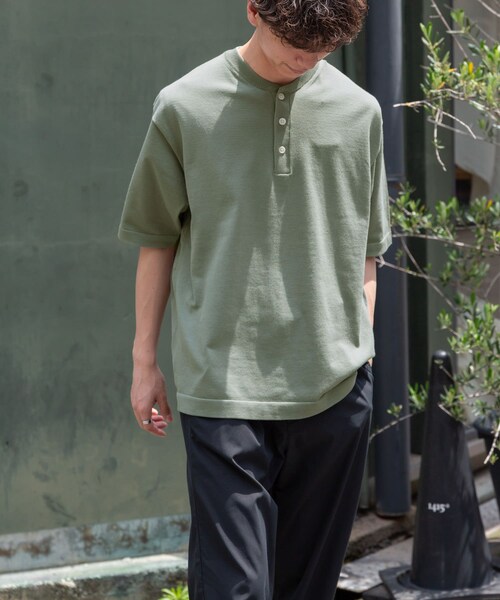 URBAN RESEARCH DOORS（アーバンリサーチドアーズ）の「FORK&SPOON　ヘンリーネックニットTシャツ（ニット/セーター・メンズ・IVORY/MOSSMINT/GRAY・4/5）」の21枚目の写真
