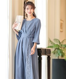 Jolie et Jolie | 【結婚式・パーティードレス】アシメレーススカート切替ウエストタックワンピースドレス＜大きいサイズ＞(ドレス)