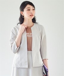 7days Life Styling | 【レディーススーツ】セットアップ対応ノーカラージャケット（上下別売・うすカルジャージーシリーズ）(スーツジャケット)