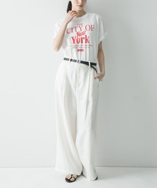 URBAN RESEARCH（アーバンリサーチ）の「『3サイズ展開』リネンイージーワイドスラックス（その他パンツ・レディース・OFF WHITE/BLACK/AMBER・36/38/40）」の9枚目の写真