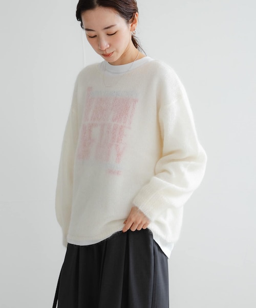 URBAN RESEARCH(アーバンリサーチ)の「ヘアリールーズニット(ニット/セーター・レディース・L.PINK/RED/L.BLUE/TOP GRAY/OFF WHITE・Free)」の1枚目の写真