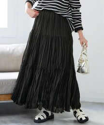 nissen | ＜大きいサイズ＞シアープリーツティアードスカート（ゆったりヒップ）(スカート)