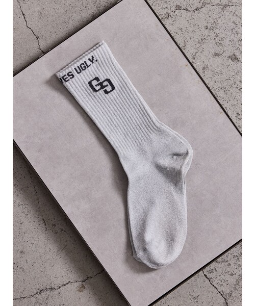 GYDA(ジェイダ)の「GG BUNNY FACEラメSOX(ソックス/靴下・レディース・オフホワイト/ブラック/ピンク/アイスブルー・F)」の1枚目の写真