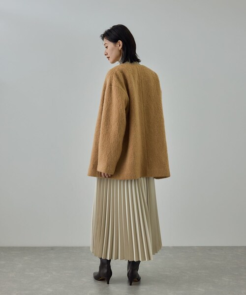 ROPE'（ロペ）の「ウールモヘヤノーカラーミドル丈コート（その他アウター・レディース・ベージュ・F）」の8枚目の写真
