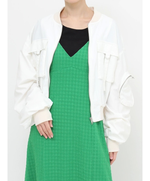 EVRIS（エヴリス）の「BIGポケットショートMA-1（MA-1・レディース・ホワイト/ブラック/イエロー・F）」の3枚目の写真