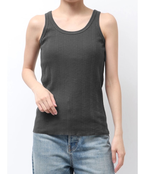 Ungrid（アングリッド）の「ランダムテレコタンクトップ（タンクトップ・レディース・チャコールグレー/ブルー/ネイビー/パープル/オレンジ/オフホワイト・F）」の3枚目の写真