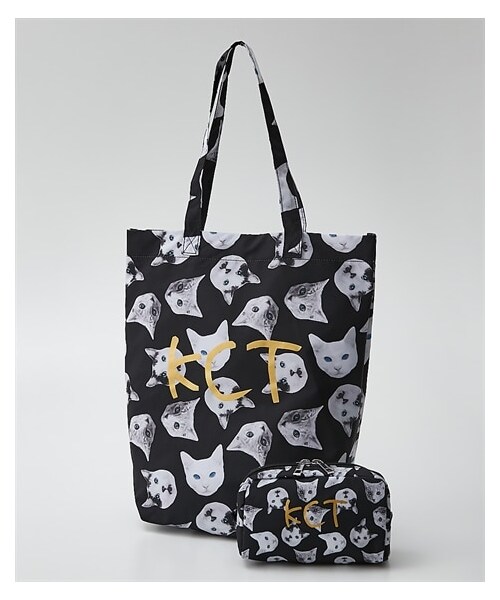 nissen（ニッセン）の「にゃんこのプリントシンプルトートバッグ（ポーチ付）（トートバッグ・メンズ・ブラック/グレー/ネイビー・Y）」の4枚目の写真
