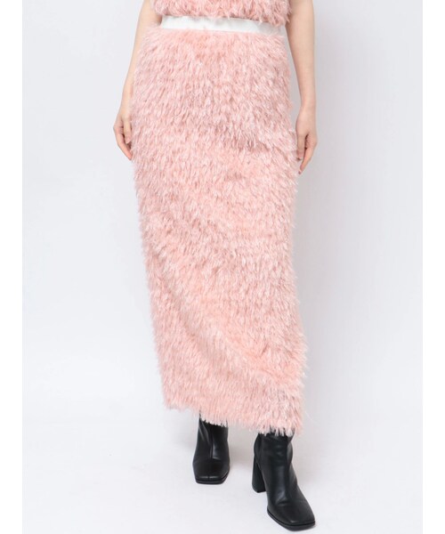 CALNAMUR（カルナムール）の「FEATHER LIKE TIGHT SK/フェザーライクタイトスカート【セットアップ対応商品】（スカート・レディース・アイボリー/ブラック/ピンク・F）」の15枚目の写真