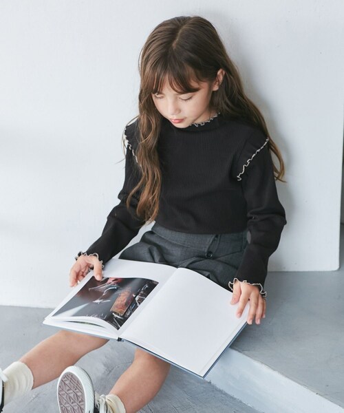 ROPE' PICNIC(ロペピクニック)の「【KIDS/キッズ】プチフリル配色テレコトップス(Tシャツ/カットソー・レディース・ブラック/キナリ/ラベンダー系・L/M/S)」の12枚目の写真