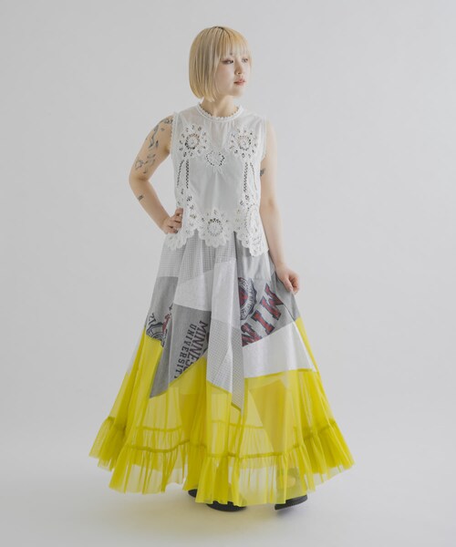 THE GOODLAND MARKET（ザグッドランドマーケット）の「FANAKA　レースノースリーブプルオーバー（シャツ/ブラウス・レディース・WHITE/BLACK・Free）」の8枚目の写真
